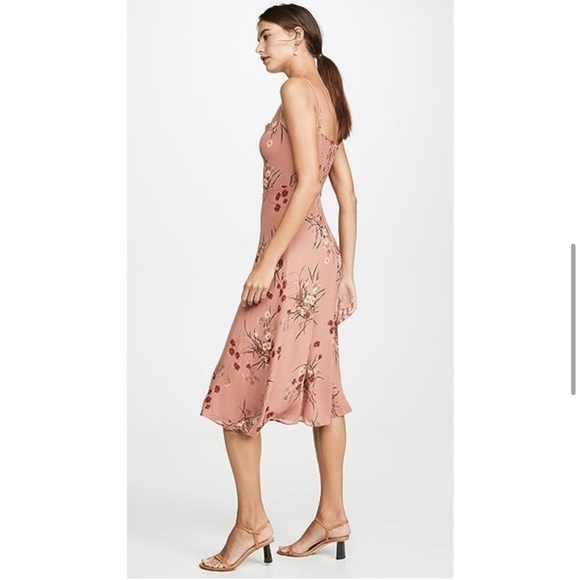 Reformation Odele Dusty Pink Floral Midi Dress - Size 4 - Picture 6 of 10